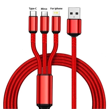Picture of 3 in 1 Braid Cable 3A - Red